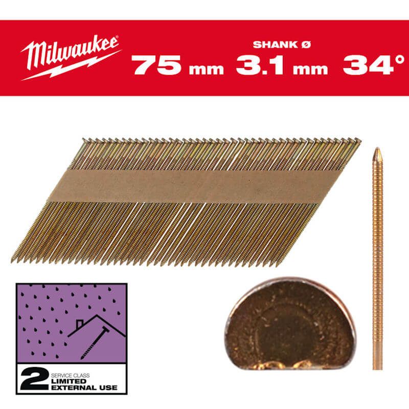 Clavos 34º -D- Galvanizado 7'4x3'1 75mm - 2.200uds