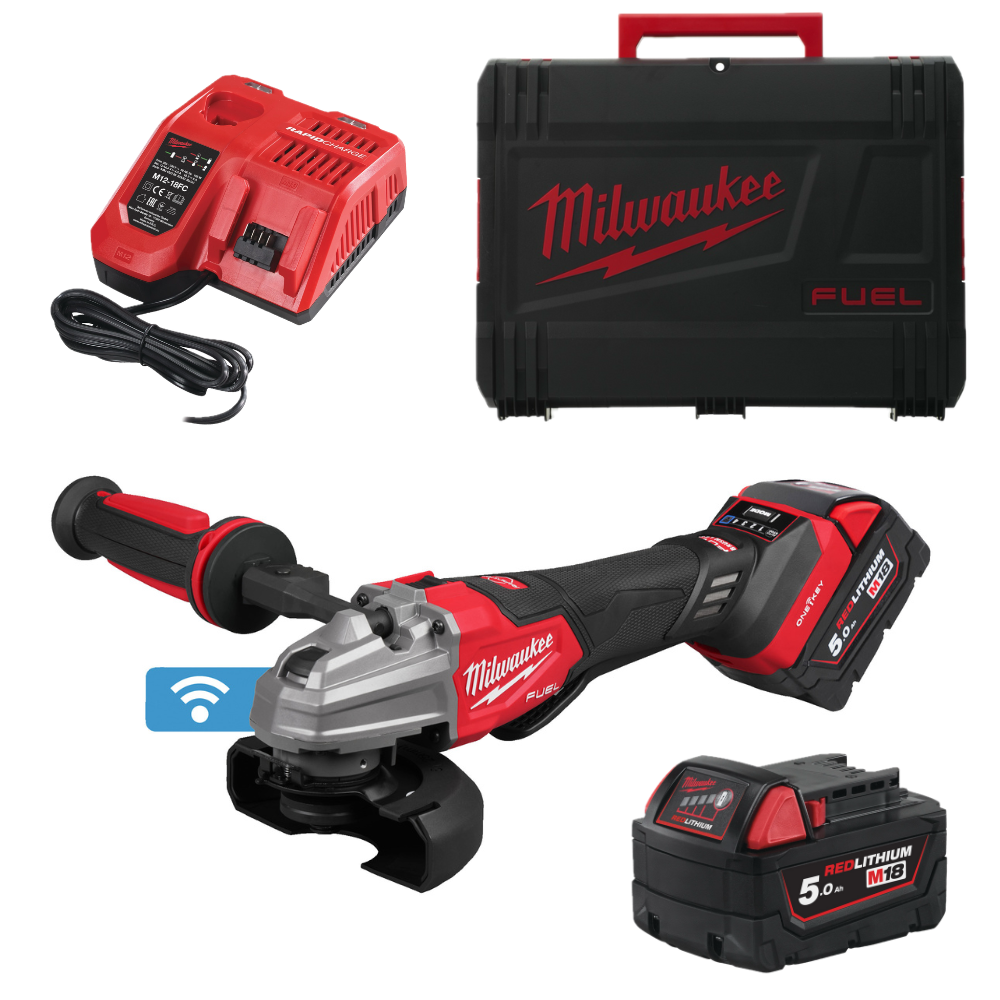 Amoladora angular de seguridad Milwaukee - M18FSAGSVO125X-502X M18 FUEL™ ONE-KEY™, 125mm con RAPIDSTOP™