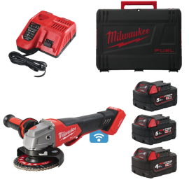 Amoladora angular Milwaukee - M18 ONEFSAG125XPDB-502X, M18 FUEL™, 125mm, ONE-KEY™ interruptor de paleta + Batería, M18 B4, M18™ Amoladora angular Milwaukee - M18 ONEFSAG125XPDB-502X, M18 FUEL™, 125mm, ONE-KEY™ interruptor de paleta + Batería, M18 B4, M18™