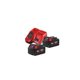 Kit de baterías y cargador Milwaukee - M18 NRG-402, M18 B4 (2uds) + Cargador rápido, M12-18FC