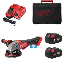 Amoladora angular Milwaukee - M18 ONEFSAG125XPDB-502X, M18 FUEL™, 125mm, ONE-KEY™ con freno e interruptor de paleta