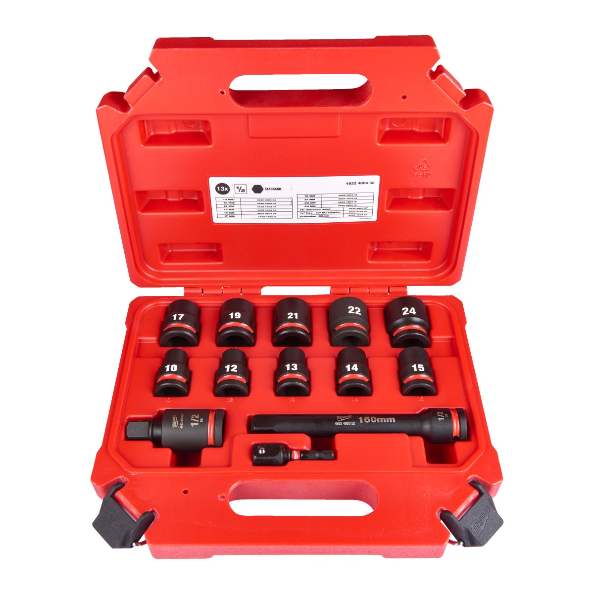 Estuche de 13 piezas de vasos cortos Shockwave Milwaukee de 1/2"