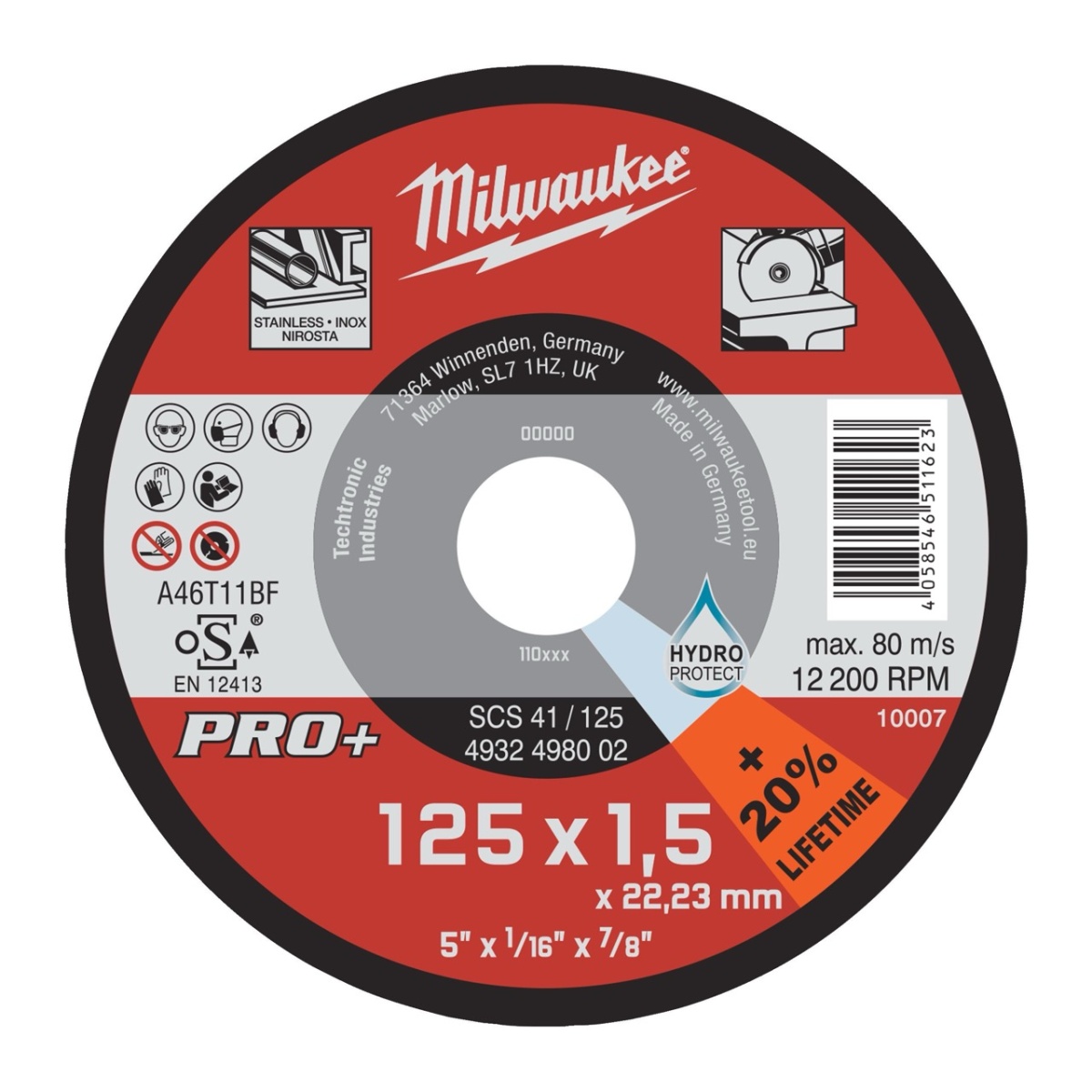 Discos finos para corte de metal PRO+ SCS 41 / 125 x 1.5 x 22 mm