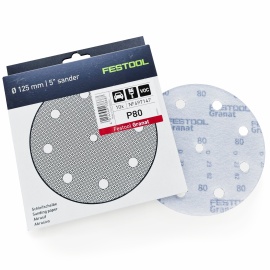 Discos de lijar Festool - Granat, D125/9, P80 (10uds)