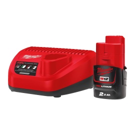 Kit de baterías y cargador Milwaukee - M12 NRG-201, M12 B2 + Cargador, C12 C