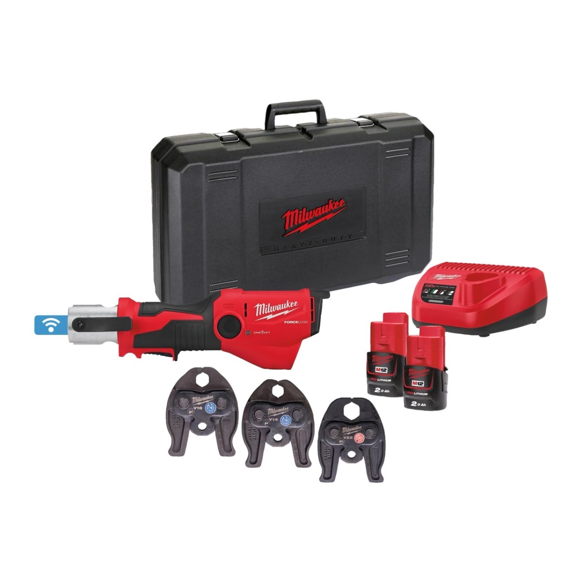 Prensadora hidráulica subcompacta Milwaukee - M12ONEHPT-202C V-Set 2 M12™ ONE-KEY™ FORCE LOGIC™